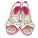 Coach Shoes | Coach Twirling Peep Toe Cork Wedge Sandals In Hot Pink And Plaid | Color: Pink | Size: 6
