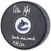 Quinn Hughes Vancouver Canucks Autographed Hockey Puck with "200th NHL Game 4/19/22" Inscription