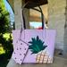 Kate Spade Bags | Kate Spade Pineapple Reversible Tote Handbag With Wristlet Nwt Pink Green | Color: Green/Pink | Size: Os