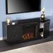 Darby Home Co Sandnes TV Stand for TVs up to 65" with Electric Fireplace Included Wood/Glass/Metal in Brown | Wayfair