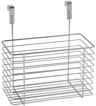 Einhängekorb WENKO, silber (chromfarben, polsterung: schwarz), B:24cm H:24,5cm T:15cm, Metall, Aufbewahrungsboxen, zum Einhängen an Schubladen und Schranktüren, Befestigung ohne Bohren