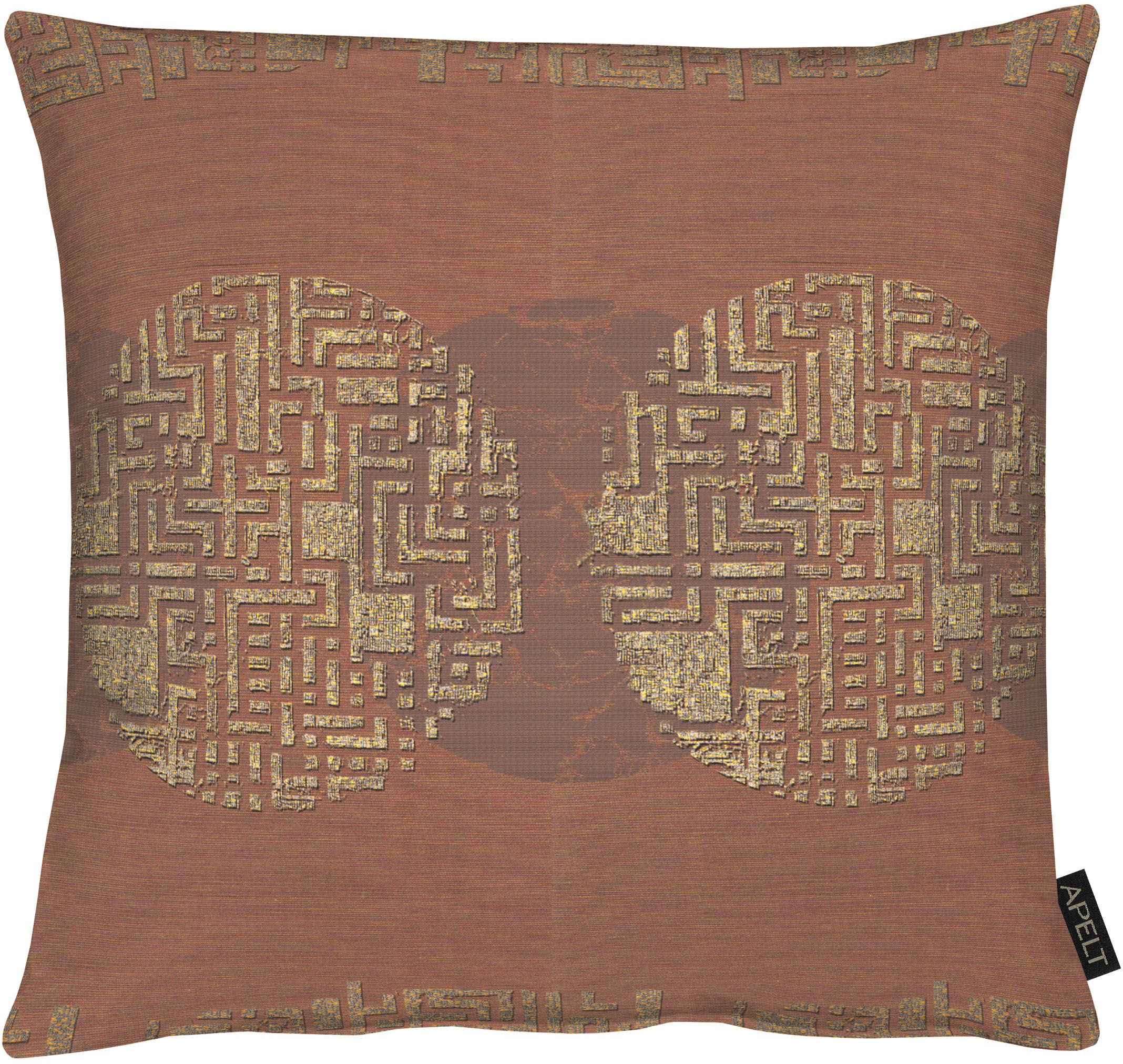 Dekokissen APELT "2718" Gr. 1, orange (orange, terrakotta, gemustert), B:46cm L:46cm, Polyester, Viskose, Dekokissen_Sitzkissen_Kissenhüllen, aus Jacquard-Gewebe, Kissenhülle ohne Füllung, 1 Stück Image