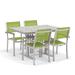 Oxford Garden Travira 5-Piece Bistro Set with 34-inch x 48-inch Lite-Core Ash Table - Vintage Tekwood, Go Green Sling