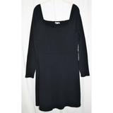 American Eagle Outfitters Dresses | American Eagle Smocked Ribbed Long Sleeve Sweater Dress Black Size L Tall | Color: Black | Size: L Tall