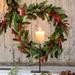 Park Hill Pine & Holly Wreath on Candle Stand in Green | 24 H x 24 W x 6 D in | Wayfair XPW20472