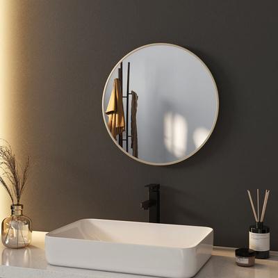 Einfache Badspiegel ф40cm Gebürstetes Gold Rahmen Rund Wandspiegel Badezimmerspiegel - Meykoers