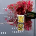 Huitan – collier à pendentif CZ rose vif/jaune vif pour femmes couleur argent chaîne O mode