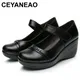 CEYANEAO-Chaussures de marche à semelle compensée en cuir véritable pour femme baskets