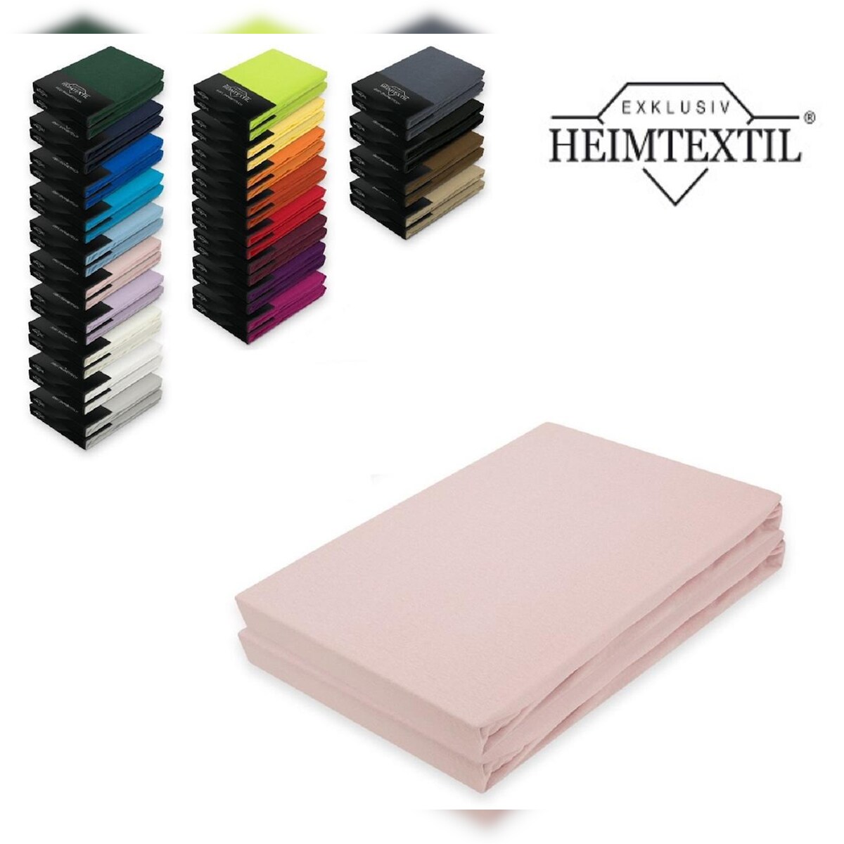 EXKLUSIV HEIMTEXTIL Marke Jersey Spannbettlaken Doppelpack Rundumgummizug 120 x 200 cm Rosa Image