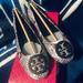 Tory Burch Shoes | Authentic Tory Burch Minnietravel Ballet With Logo Diamond Roccia Print! | Color: Gray | Size: 9