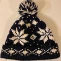 American Eagle Outfitters Accessories | American Eagle Outfitters Navy White Knit Pompom Beanie Hat | Color: Blue/White | Size: Os