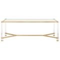 Nouveau Dining Table in Brushed Brass, Lucite, Clear Glass - Essentials For Living 6081.BBRS/CLR