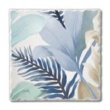CounterArt Blue Palms 1 Pack Single Absorbent Stone Coaster Stoneware, Glass in Blue/Brown | 0.25 H x 4 W x 4 D in | Wayfair 02-02636