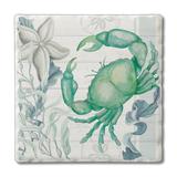 CounterArt Beach Therapy Crab 1 Pack Single Absorbent Stone Coaster Stoneware, Glass in Blue/Green/White | 0.25 H x 4 W x 4 D in | Wayfair 02-02632