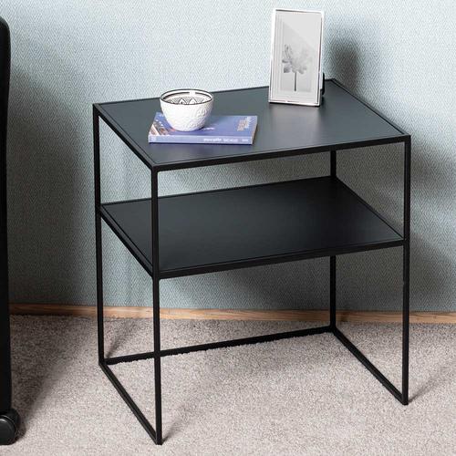 Schwarzer Metall Beistelltisch 60 cm hoch rechteckiger Tischplatte