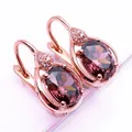 Boucles d'oreilles gouttes d'eau incrustées d'or rose 14 carats pour femmes plaqué or violet