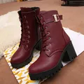 Bottes en cuir à talons hauts pour femmes chaussures sexy pour dames talon carré automne hiver