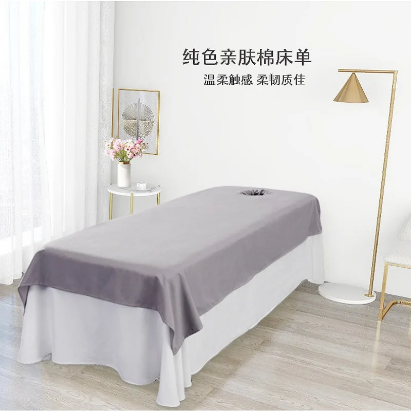 Draps de literie unis pour Salon de beauté, 1 pièce, Massage SPA, Anti-rétrécissement, doux au toucher, housse de Table de literie respectueuse de la peau avec/sans trou