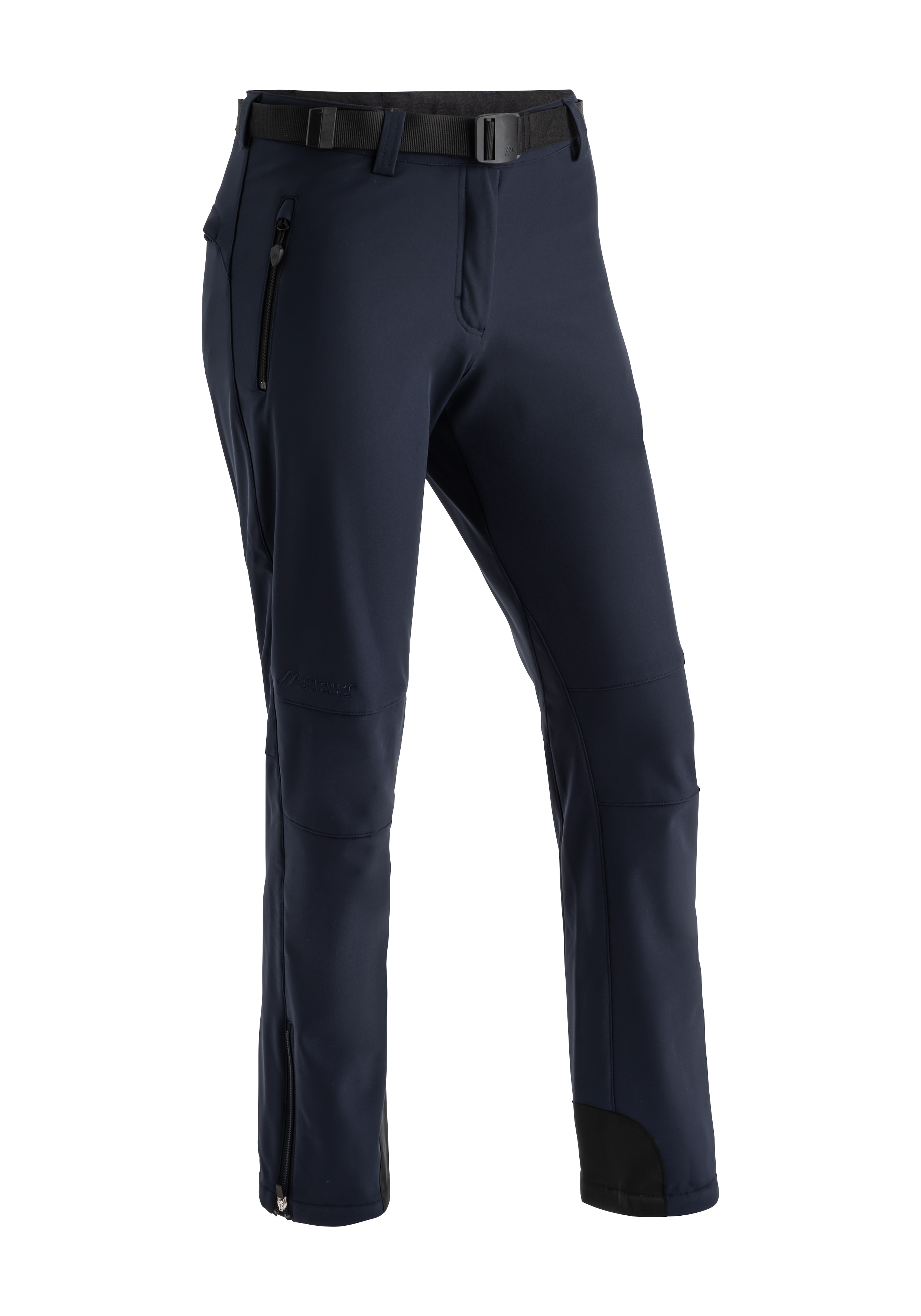 Funktionshose MAIER SPORTS "Tech Pants W", Damen, Gr. 38, Normalgrößen, blau (dunkelblau), Vorderseite: 92% Polyester, 8% Elasthan / Rückseite: 100% Polyester, Hosen, Warme Softshellhose, elastisch und winddicht Image