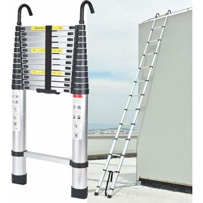 Teleskopleiter Klappleiter Alu, 6,2m Dachbodenleiter mit 2 Haken, Aus Hochwertigem Aluminium, Image