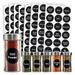 144 Preprinted Round Spice Jar Labels + Numbers for Kitchen Organization, Black