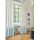 PINO* Stoff Gardine curtain weiss blau fliessend uni 3 Meter hoch Gardisette