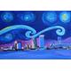 Sternennacht in Jacksonville - Van Gogh Inspirationen mit Florida Skyline & Bridge - Limited Edition Fine Art Print/Original Canvas Painting