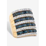 Women's 9.18 Cttw Gold-Plated Simulated Blue Sapphire And Cubic Zirconia Ring by PalmBeach Jewelry in Sapphire (Size 8)