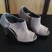 Nine West Shoes | Gray Suede Open Toe Booties. Approximately 3 1/2 Heel With 1/2 Inch Platform. | Color: Gray | Size: 6.5