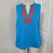 J. Crew Tops | J.Crew Blue Embroidered Sleeveless Top Size 6 *C7 | Color: Blue/Orange | Size: 6