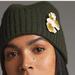 Anthropologie Accessories | Anthropologie Nwt Olive Moss Green Knit Embellished Floral Beanie Hat | Color: Green | Size: Os