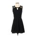 LoveRiche Casual Dress - A-Line Keyhole Sleeveless: Black Solid Dresses - Women's Size Small