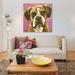 East Urban Home 'Boxer On Purple' by Hippie Hound Studios Graphic Art Print on Wrapped Canvas Canvas, in Brown/Pink | Wayfair