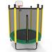 SereneLife 5' Round Backyard Trampoline w/ Safety Enclosure in Black/Green/Yellow | Wayfair SLTRA5BL