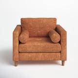 Armchair - Joss & Main Rachana 40.7" Wide Armchair Faux Leather/Fabric in Brown | 33.86 H x 40.7 W x 36.2 D in | Wayfair
