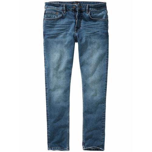 Mey & Edlich Herren Jeans Hose Slim Tapered Blau einfarbig