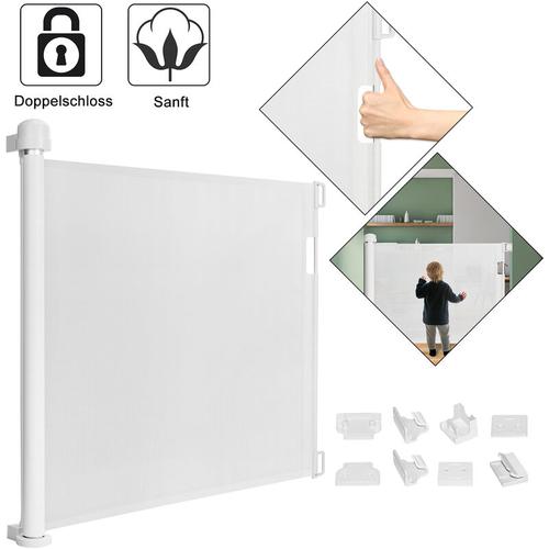 Türschutzgitter Ausziehbar 0 -180cm, Treppenschutzgitter für Baby und Pelztiere, WeißSchutzgitter