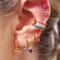 CRMYA-Boucles d'oreilles créoles plaquées or pour femmes boucles d'oreilles pendantes coeur