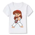 T-shirt imprimé dessin animé pour enfants T-shirt imprimé taekwondo pour enfants T-shirt pour