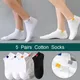 10 pièces = 5 paires/lot chaussettes courtes d'été en coton pour homme mode chaussettes