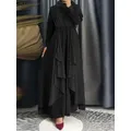 ZANZEA-Robe Maxi à Col Rond pour Femme Vêtements Islamiques Hijab Couleur Unie Kaftan Musulman