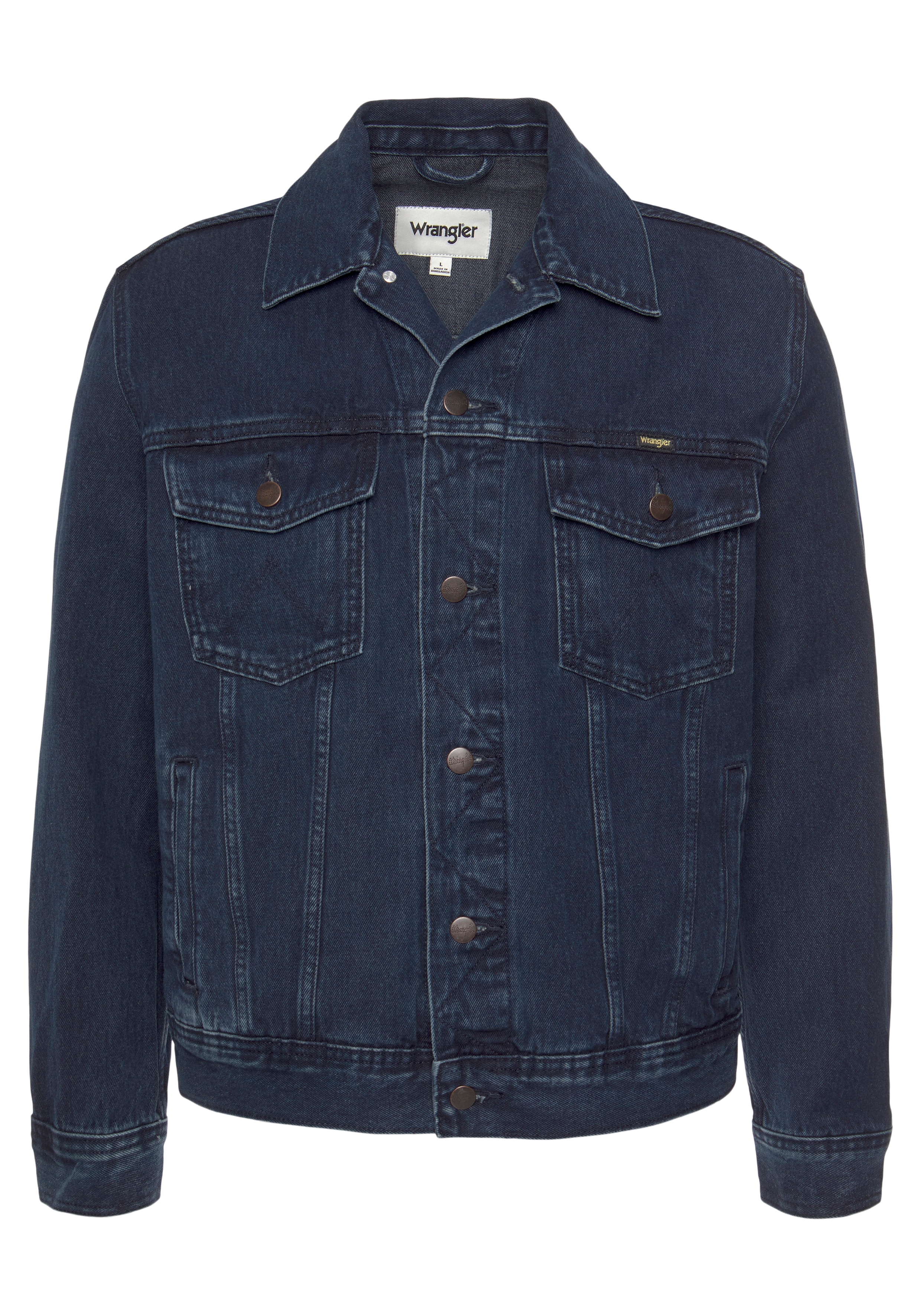Jeansjacke WRANGLER "Authentic", Herren, Gr. M, blau (coalblau stone), Denim/Jeans, Obermaterial: 100% Baumwolle, Casual, normal, Jacken, mit seitlichen Eingrifftachen