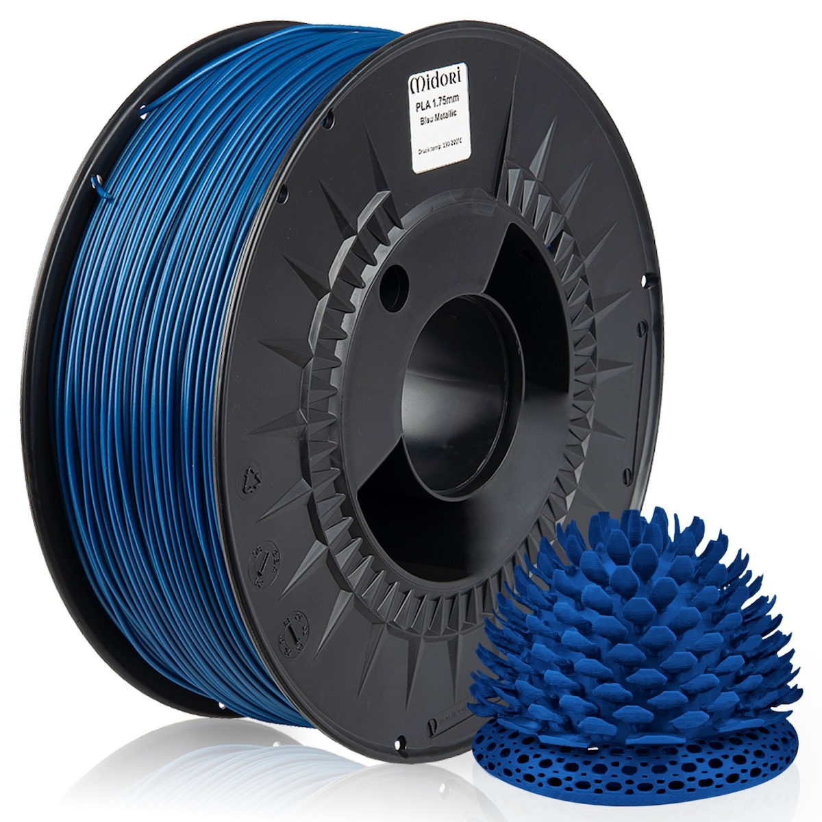 2 x MIDORI® 3D Drucker 1,75mm PLA Filament 1kg Spule Rolle Premium Blau Metallic Image