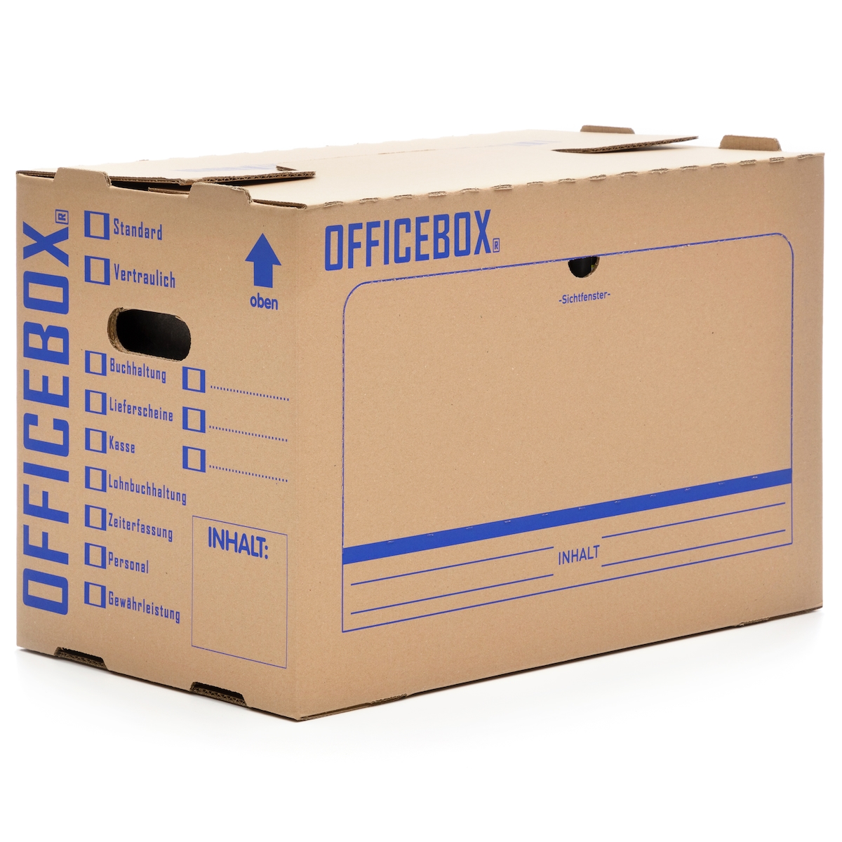 KK Verpackungen 750 x Officebox® Archivbox Officebox Ordnerkarton Archivkarton mit Sichtfenster braun Image