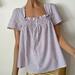 Anthropologie Tops | Anthropologie Isabella Sinclair Red White Blue Smocked Baby Doll Blouse S | Color: Blue/White | Size: S