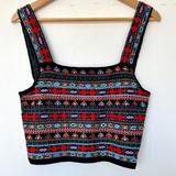 Zara Tops | Beaded Embroidered Knit Crop Tank Top - Size M Nwot | Color: Black/Red | Size: M