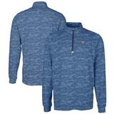 Men's Cutter & Buck Navy Virginia Cavaliers Big Tall Traverse Camo Print Stretch Quarter-Zip Pullover Top