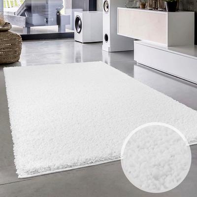 Hochflor-Teppich CARPET CITY "Shaggi uni 500" Gr. 5, weiß, B:200cm H:30mm L:200cm, Kunstfaser, Teppiche, Läufer, Shaggy, Uni, Langflor, weich, Wohnzimmer, Schlafzimmer, Kinder Image