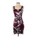 BCX dress Cocktail Dress - Sheath Scoop Neck Sleeveless: Purple Floral Dresses - Women's Size 1