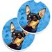 Frifoho Blue Min Pin Set Of 2 Cup Holder Car Coasters, Large, Multicolor Ceramic in Black/Blue/Orange | 0.3 H x 2.56 W x 2.56 D in | Wayfair